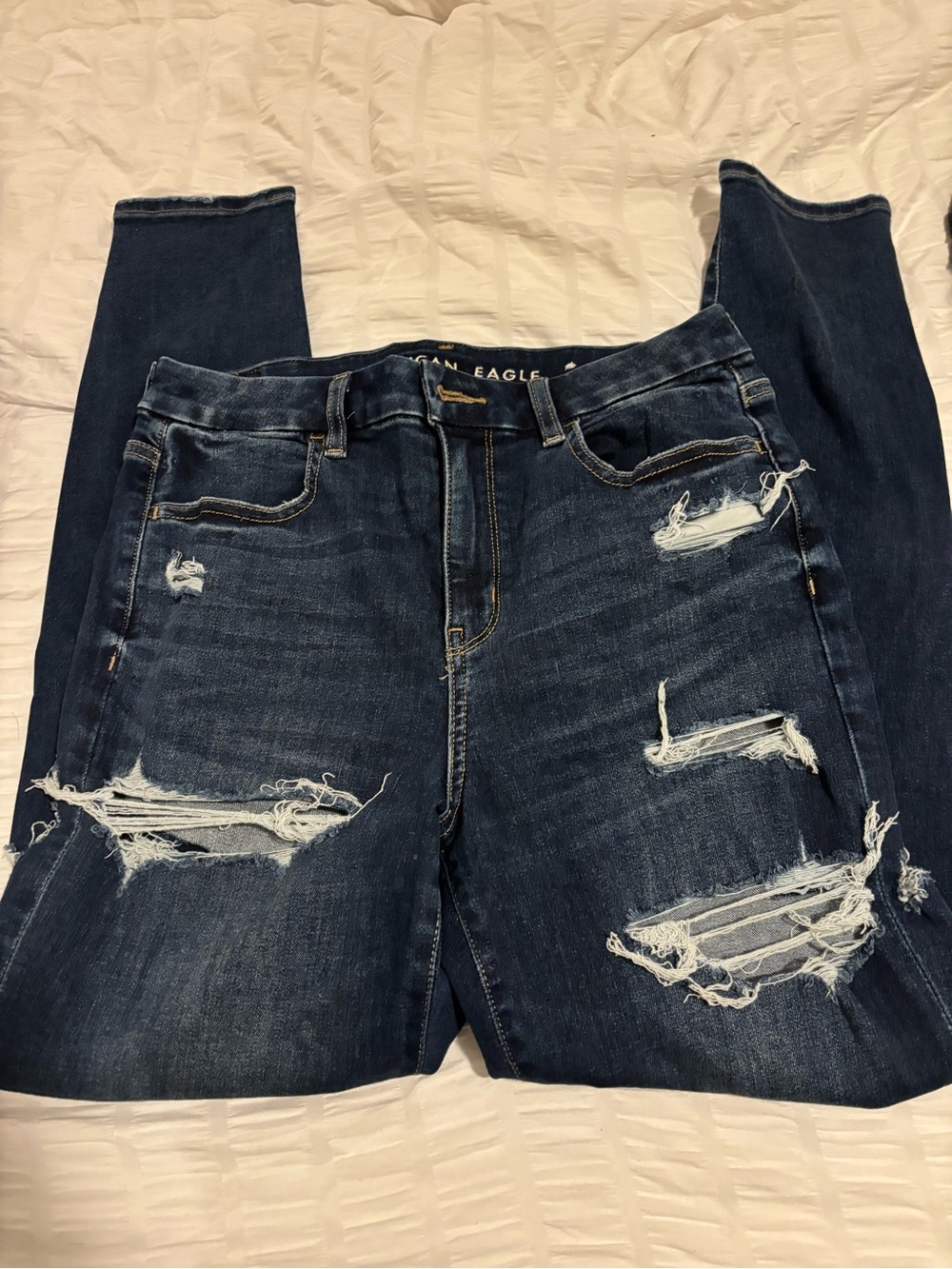 American Eagle Outfitters Dark Blue Ripped Skinny Jeans